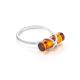 ​Cylindrical Cut Amber Ring In Sterling Silver The Scandinavia, Ring Size: 5 / 15.5, image 