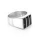 Bold Silver Signet Ring With Cherry Amber The London, Ring Size: / 22.5, image 