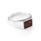 Bold Silver Ring With Cherry Amber The London, Ring Size: 11.5 / 21, image 