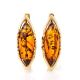 Elegant Gold-Plated Earrings With Cognac Amber The Ballade, image 