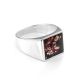 Silver Signet Ring With Cherry Amber The London, Ring Size: 8.5 / 18.5, image 