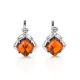 Bright Cognac Amber Earrings In Sterling Silver The Astoria, image 
