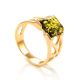 Green Amber Ring In Gold-Plated Silver The Artemis, Ring Size: 6.5 / 17, image 
