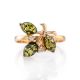 Green Amber Ring In Gold With Crystals The Verbena, Ring Size: 7 / 17.5, image , picture 3