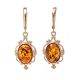 Drop Amber Earrings In Gold-Plated Silver The Carmen, image 