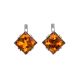 Geometric Silver Earrings With Cognac Amber The Astoria, image 