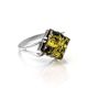 Square Cut Amber Ring In Sterling Silver The Astoria, Ring Size: 8 / 18, image 