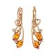 Bold Amber Earrings In Gold With Crystals The Verbena, image 