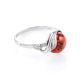 Classy Amber Ring In Sterling Silver With Crystals The Swan, Ring Size: 12 / 21.5, image 