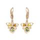 Drop Amber Earrings In Gold With Crystals The Edelweiss, image 