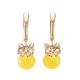 Golden Drop Earrings With Honey Amber, image 