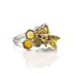 Honey Amber Ring In Sterling Silver The Bee, Ring Size: 7 / 17.5, image 