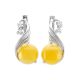 Honey Amber Earrings In Sterling Silver With Crystals The Swan, image 