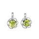 Cute Green Amber Earrings In Sterling Silver The Daisy, image 