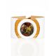 White Leather Bracelet With Green Amber The Amazon, image 