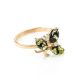 Green Amber Ring In Gold With Crystals The Verbena, Ring Size: 5.5 / 16, image 