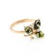 Green Amber Ring In Gold With Crystals The Verbena, Ring Size: 7 / 17.5, image 
