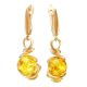 Drop Gold-Plated Earrings With Lemon Amber The Flamenco, image 