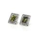 Elegant Silver Stud Earrings With Green Amber The Ithaca, image 