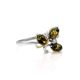 Cute Sterling Silver Ring With Green Amber And Crystals The Verbena, Ring Size: 9.5 / 19.5, image 