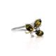 Cute Sterling Silver Ring With Green Amber And Crystals The Verbena, Ring Size: 12 / 21.5, image 