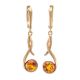 Chic Cognac Amber Earrings In Gold-Plated Silver The Phoenix, image 
