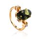Classy Gold-Plated Ring With Green Amber And Crystals The Nostalgia, Ring Size: 12 / 21.5, image 