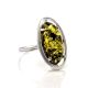 Classy Silver Ring With Green Amber The Elegy, Ring Size: 11 / 20.5, image 