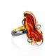 Open Amber Ring In Gold-Plated Silver The Rialto, Ring Size: Adjustable, image 