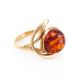 Elegant Amber Ring In Gold-Plated Silver The Phoenix, Ring Size: 11 / 20.5, image 