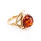 Elegant Amber Ring In Gold-Plated Silver The Phoenix, Ring Size: 4 / 15, image 