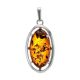 Sterling Silver Pendant With Cognac Amber The Elegy, image 