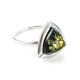 Triangle Silver Ring With Green Amber The Mistral, Ring Size: 11 / 20.5, image 