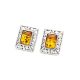 Geometric Cognac Amber Studs In Sterling Silver The Ithaca, image 