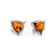 Triangle Silver Earrings With Cognac Amber The Mistral, image 