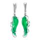 Silver Drop Earrings With Green Synthetic Onyx The Serenade, image 