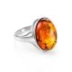 Cognac Amber Ring In Sterling Silver The Goji, Ring Size: 6 / 16.5, image 