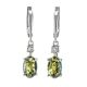 Green Amber Drop Earrings In Sterling Silver With Crystals The Nostalgia, image 