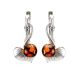 Cognac Amber Earrings In Sterling Silver The Kalina, image 