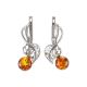 Sterling Silver Earrings With Cognac Amber The Florina, image 