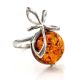 Delicate Amber Ring In Sterling Silver The Paradise, Ring Size: 12 / 21.5, image 