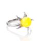 Cute Silver Ring With Honey Amber The Persimmon, Ring Size: 5.5 / 16, image 