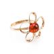 Charming Gold-Plated Ring With Cognac Amber The Daisy, Ring Size: 10 / 20, image 