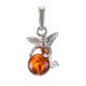 Sterling Silver Pendant With Cognac Amber The Angel, image 