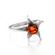 Wonderful Silver Ring With Cognac Amber The Persimmon, Ring Size: 12 / 21.5, image 