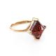 Square Amber Ring In Gold-Plated Silver The Athena, Ring Size: 9 / 19, image 