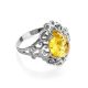 20's Style Amber Ring In Sterling Silver The Luxor, Ring Size: 9 / 19, image 