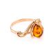 Elegant Gold-Plated Ring With Cognac Amber The Swan, Ring Size: 5.5 / 16, image 