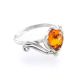 Bright Amber Ring In Sterling Silver The Swan, Ring Size: 7 / 17.5, image 