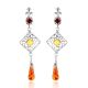Silver Dangle Earrings With Multicolor Amber The Arabesque, image 